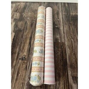 Floral Striped Wallpaper 127 sq ft, Cottage Chic Retro Style, Vintage Lot, Home